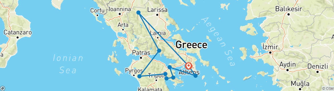 Image d'une carte montrant l'itinéraire du circuit