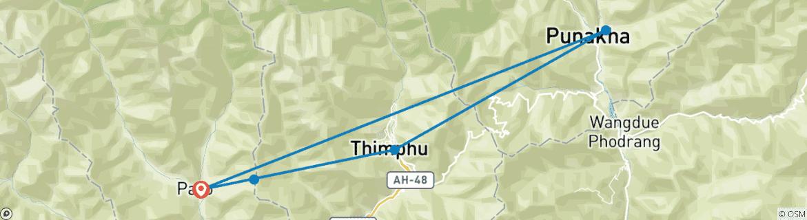 Foto van een kaart met de route van de rondreis