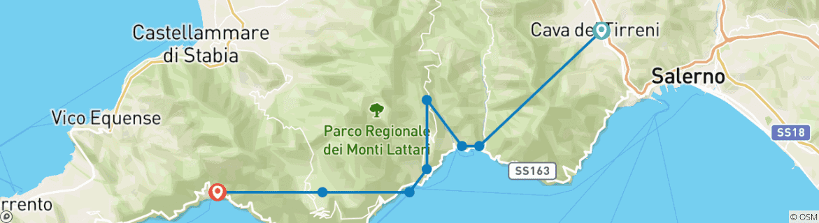 Karte mit der Reiseroute
