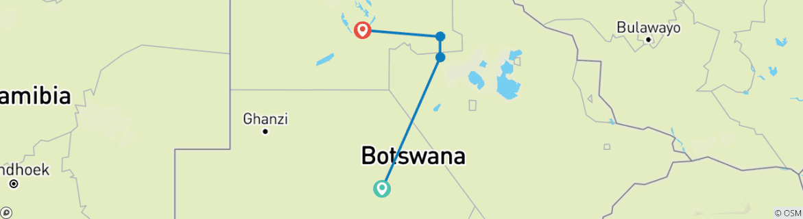 Foto van een kaart met de route van de rondreis