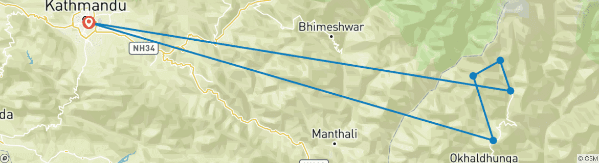 Image d'une carte montrant l'itinéraire du circuit