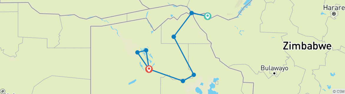 Karte mit der Reiseroute