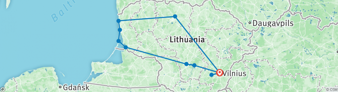 Karte mit der Reiseroute
