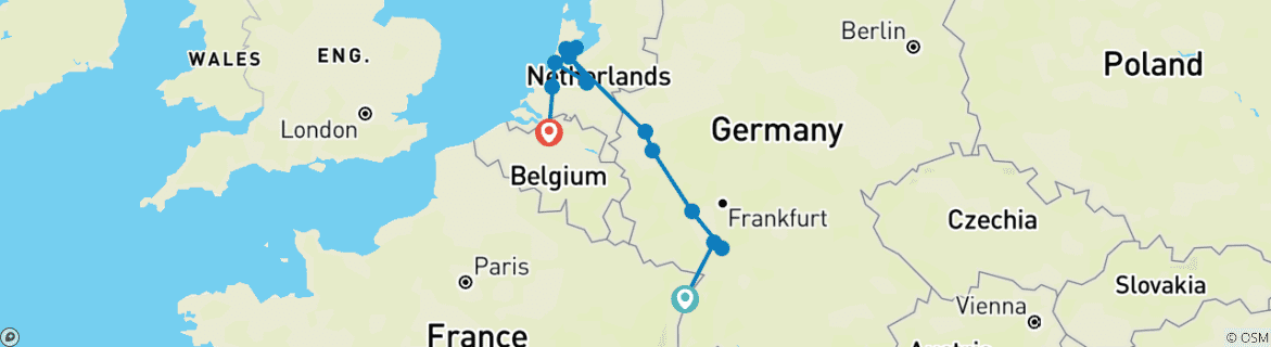 Image d'une carte montrant l'itinéraire du circuit