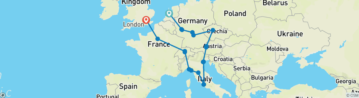 Image d'une carte montrant l'itinéraire du circuit