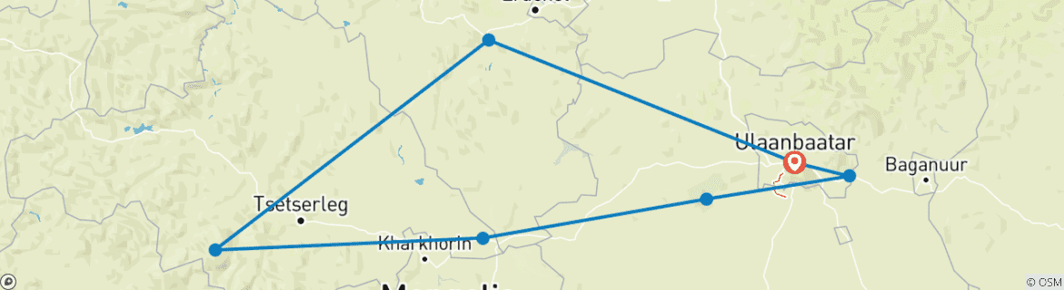Image d'une carte montrant l'itinéraire du circuit