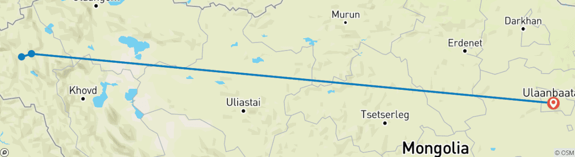 Karte mit der Reiseroute