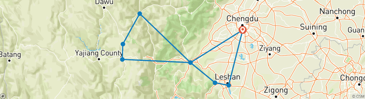 Image d'une carte montrant l'itinéraire du circuit