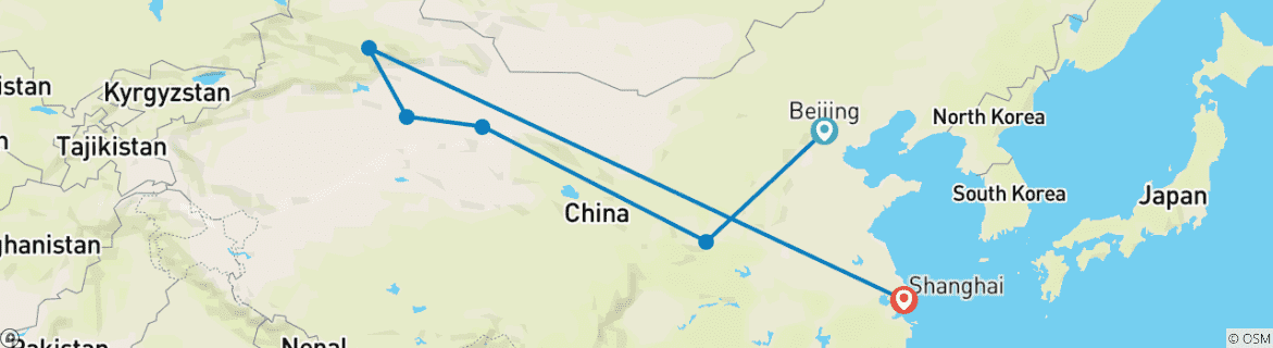 Karte mit der Reiseroute