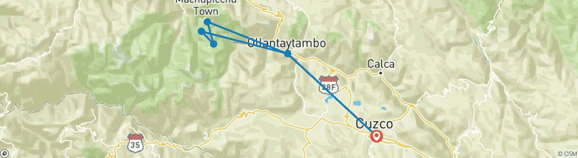 Karte von Inka Trail 2 Tage nach Machu Picchu mit Vistadome