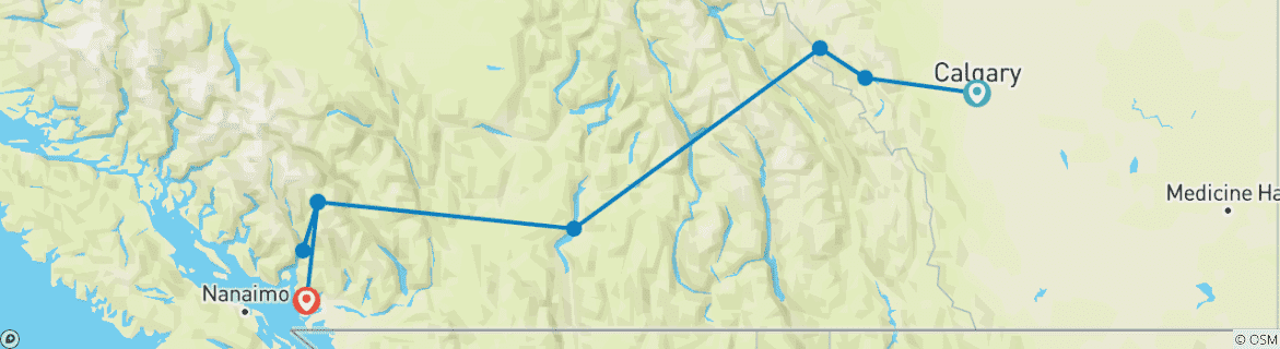 Image d'une carte montrant l'itinéraire du circuit