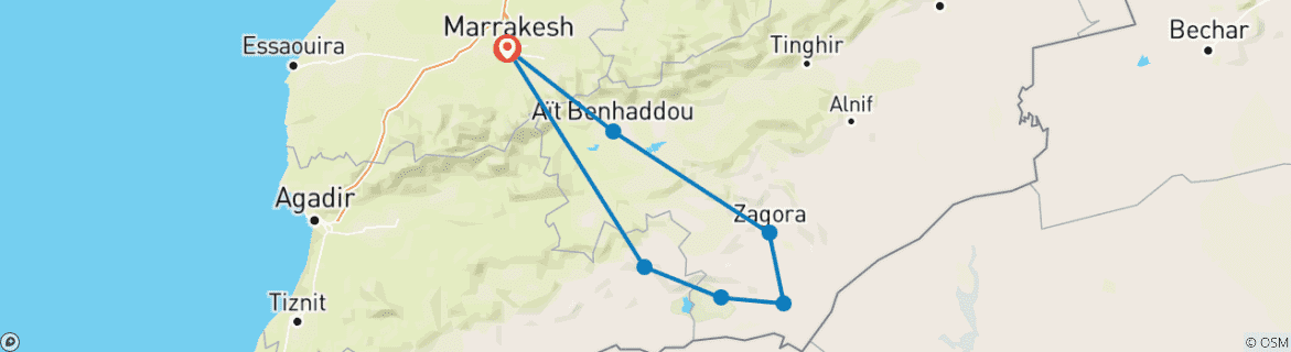 Image d'une carte montrant l'itinéraire du circuit