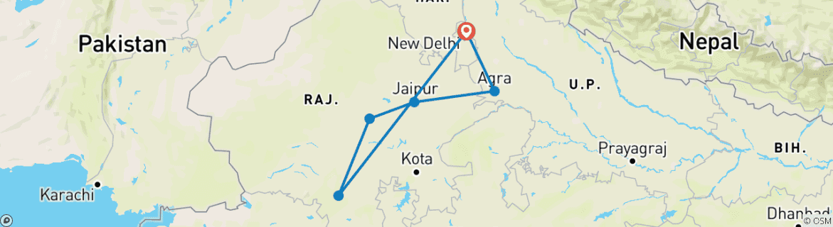 Karte mit der Reiseroute