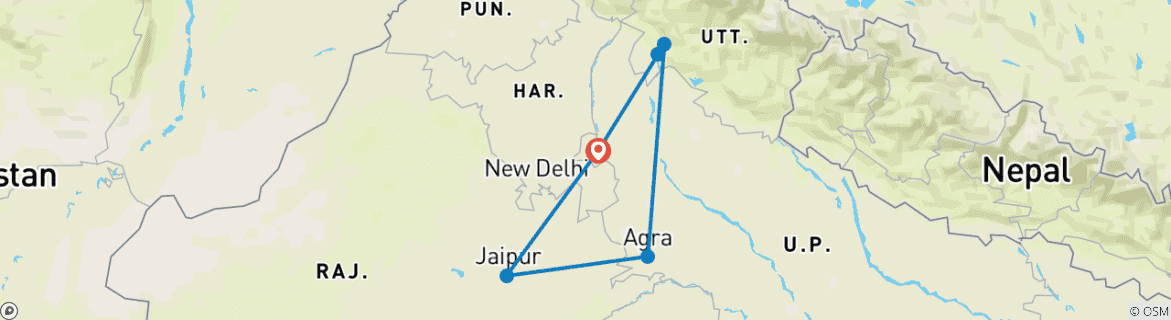 Karte mit der Reiseroute