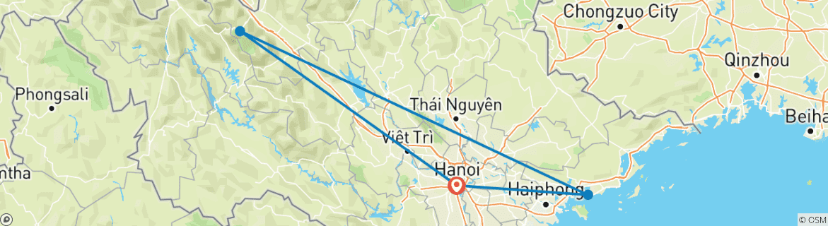 Image d'une carte montrant l'itinéraire du circuit