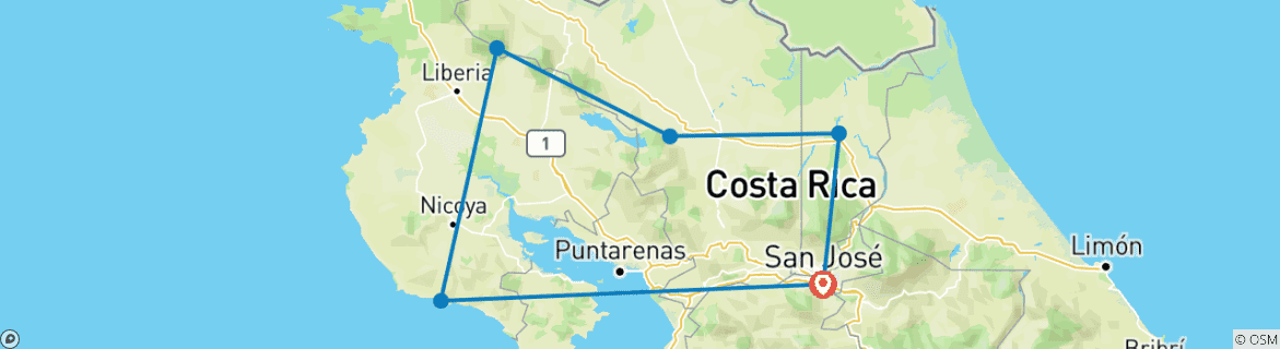 Image d'une carte montrant l'itinéraire du circuit