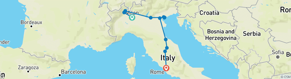 Image d'une carte montrant l'itinéraire du circuit