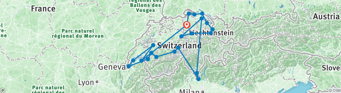 Karte mit der Reiseroute