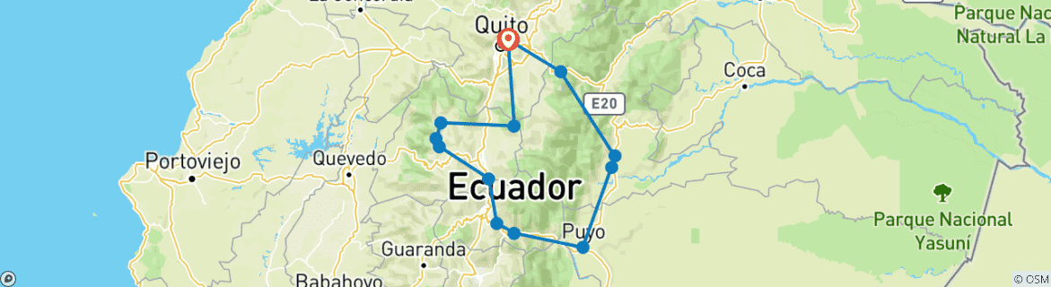 Karte mit der Reiseroute