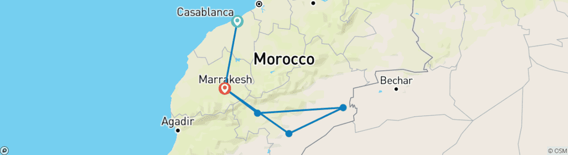 Image d'une carte montrant l'itinéraire du circuit