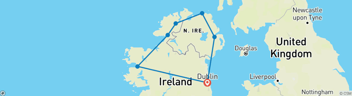 Image d'une carte montrant l'itinéraire du circuit