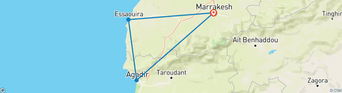 Image d'une carte montrant l'itinéraire du circuit