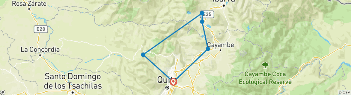 Image d'une carte montrant l'itinéraire du circuit