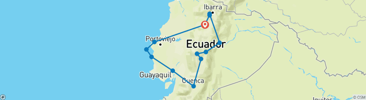 Foto van een kaart met de route van de rondreis