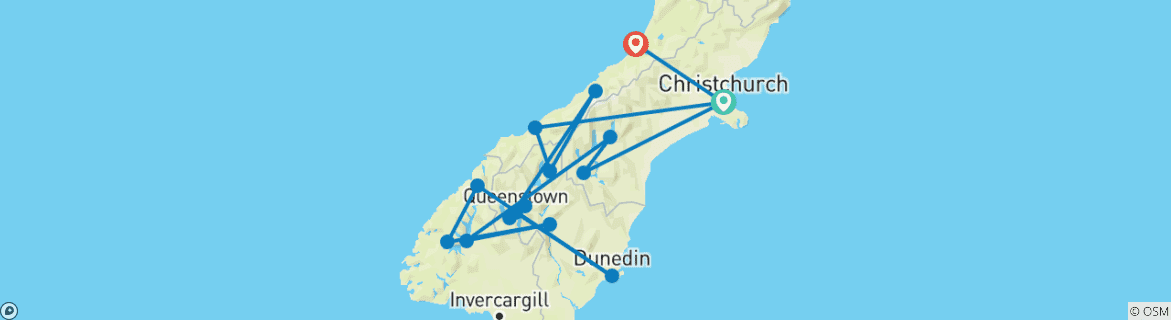 Image d'une carte montrant l'itinéraire du circuit