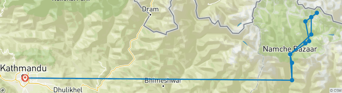 Foto van een kaart met de route van de rondreis