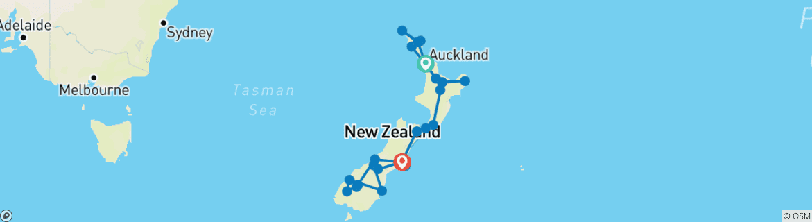 Carte du circuit Ultimate Nouvelle-Zélande 2026-2027/2027-2028