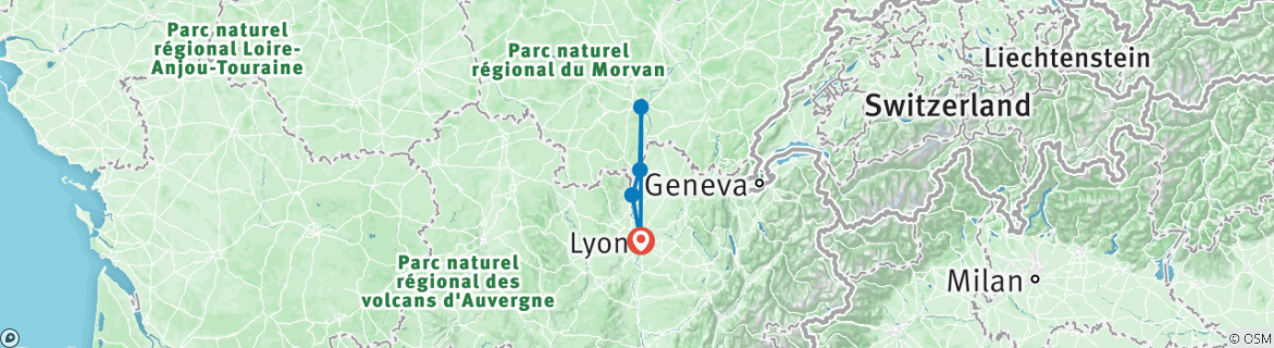 Image d'une carte montrant l'itinéraire du circuit