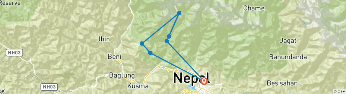 Kaart van Annapurna Basecamp trek