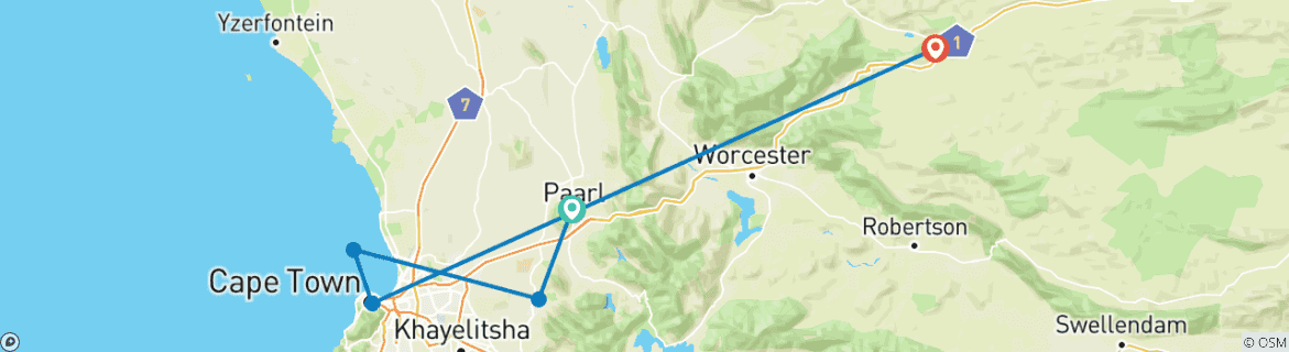 Karte mit der Reiseroute