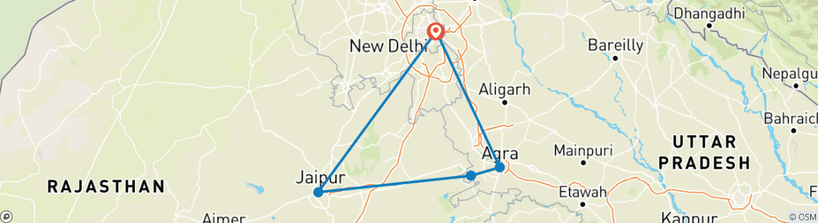 Foto van een kaart met de route van de rondreis