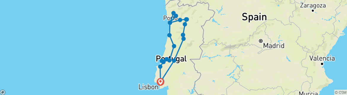 Image d'une carte montrant l'itinéraire du circuit
