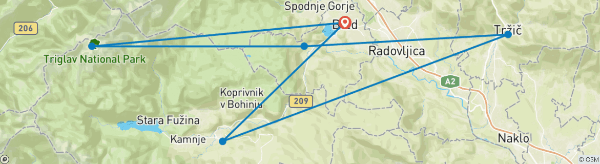 Karte mit der Reiseroute
