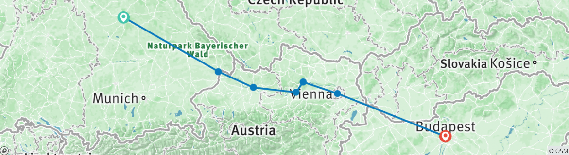 Karte mit der Reiseroute