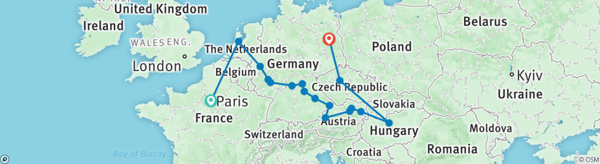 Karte mit der Reiseroute