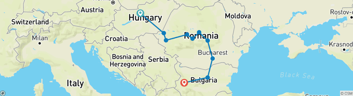 Karte mit der Reiseroute