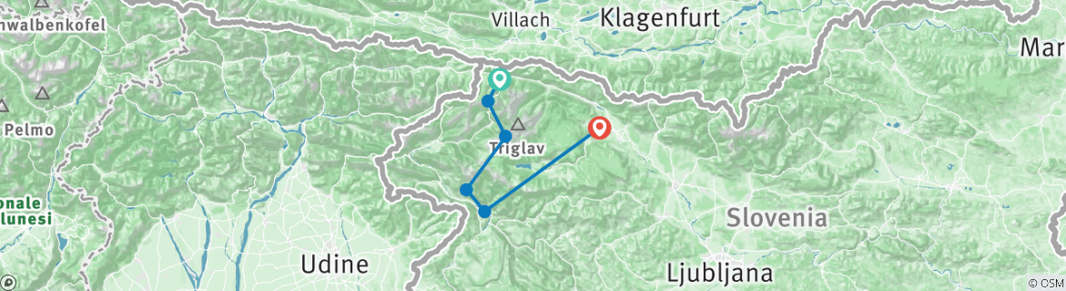 Karte mit der Reiseroute