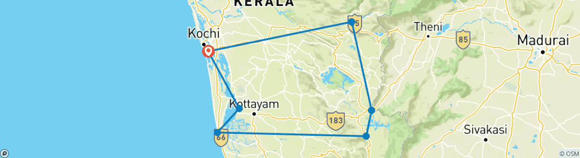 Kaart van Het beste van Kerala Tour