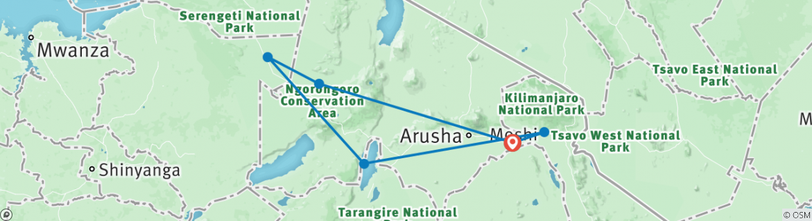 Karte mit der Reiseroute