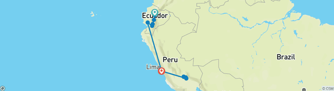 Foto van een kaart met de route van de rondreis