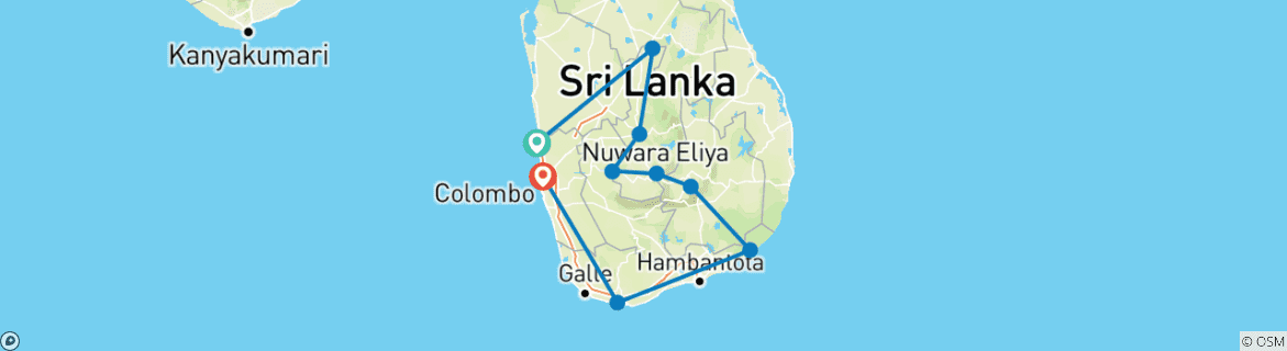 Foto van een kaart met de route van de rondreis