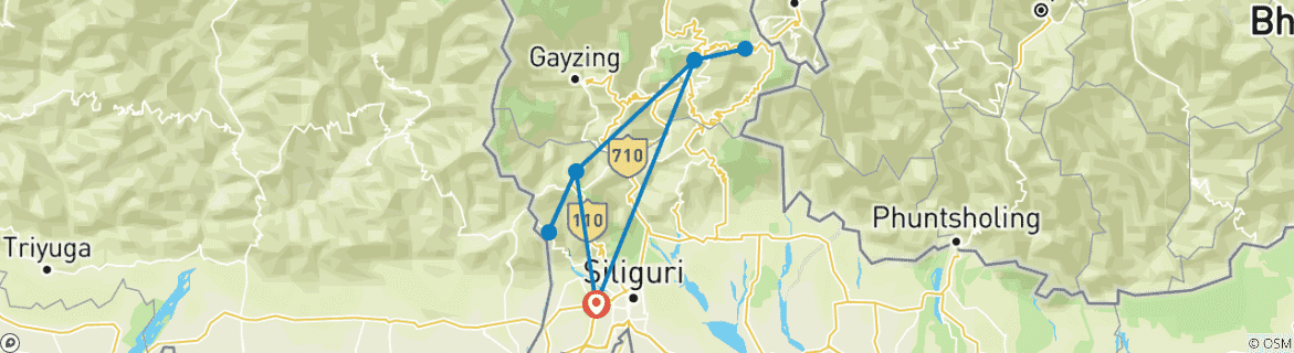 Karte mit der Reiseroute