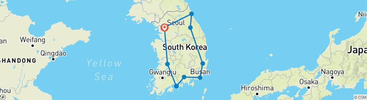 Foto van een kaart met de route van de rondreis