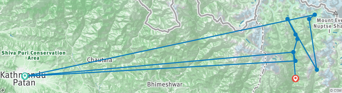 Karte mit der Reiseroute