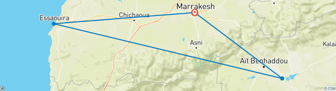 Image d'une carte montrant l'itinéraire du circuit