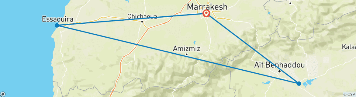 Image d'une carte montrant l'itinéraire du circuit